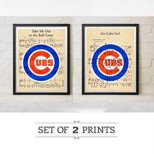 Chicago Go Cubs Go Take Me out Ball Game Sheet Music Set Gift Logo Art Wrigley
