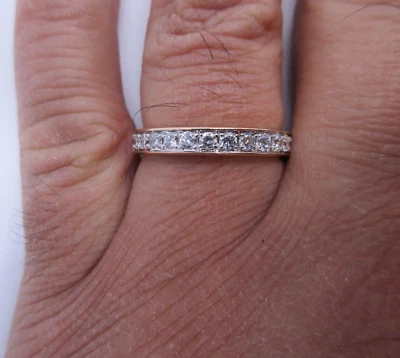 Alianza de boda de diamantes de oro rosa de 14 quilates con diamantes = 1,00 quilates valor F-VS2 = $5.750 Foto 1 de 4