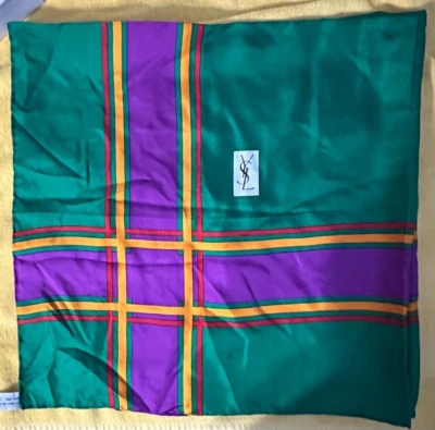 YSL Yves Saint Laurent 1970 100 % bufanda seda corbata Japón 35" x 35" Foto 1 de 4