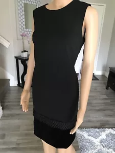 NWT Calvin Klein Womens Black Velvet Crochet Night Out Mini Dress 10 - Picture 1 of 10