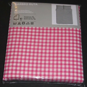 IKEA Barbro Ruta Duvet Cover Set QUEEN FULL Checked PINK GREEN Gingham Double - Picture 1 of 3