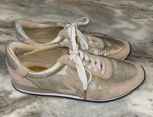 MICHAEL KORS "Stanton" Gold Athletic Sneakers Leather Suede Lizard Women’s 9.5 - Picture 1 of 8