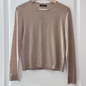 Elyse Walker 100% Cashmere Sweater Beige Long Sleeve Cropped Size XS Crew Neck - Picture 1 of 11