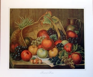 impresión artística ~ Frutas surtidas ~ en cesta manzanas uvas jarra de piña de colección repro 20x17 - Imagen 1 de 1