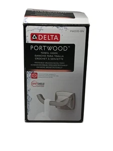 Delta Portwood Towel Hook in SpotShield Brushed Nickel PWD35-BN - Picture 1 of 8