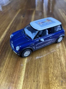 Kinsmart 5” Mini Cooper 1:28 Diecast Model Toy Car Dark Blue w/White Top - Picture 1 of 5