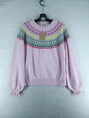 Cárdigan con volantes Boden Fair Isle - rosa melange nuevo con etiquetas $195 talla grande  Foto 1 de 4