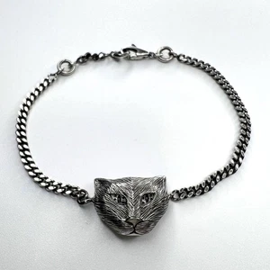 Gucci Garden Cat Head Chain Bracelet Used Silver/Gold - Picture 1 of 7