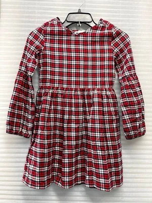 Vestido Gap Niñas Vestido Informal Cuello Manga Larga Rojo Cuadros Niños | Talla M (8-9) Foto 1 de 4