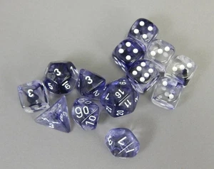 13pc Nebula Black Polyhedral D6 Pips dice set OOP Chessex LE449 - Picture 1 of 2
