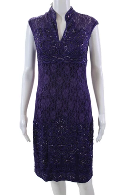 Suewong женщин блестками кружева ворота без рукавов Shift платье фиолетовый размер 6 - Изображение 1 из 4
