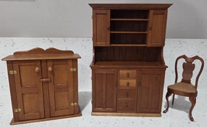 Lotto di 3 mini casa delle bambole vintage mobiletto in legno T. Wolfert Don D2E Egner - Foto 1 di 9