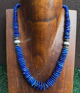 Sterling Silver Graduated Lapis Bead Necklace. 18 inch. Gift - Bild 1 von 12