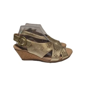 Slingback Wedge Sandal GOLD Womens Size 8.5 Medium Attalea Bahama - Picture 1 of 8