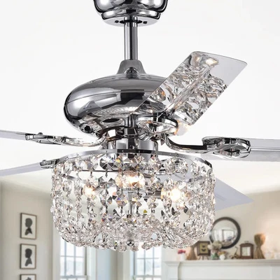 Silver Orchid Campbell 42-inch Chrome Lighted Ceiling Fan - Image 1 of 4