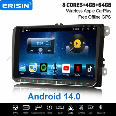 9" Android 14 Autoradio Carplay Navi für VW Golf 5/6 Passat B6 Touran Polo Skoda - Bild 1 von 4