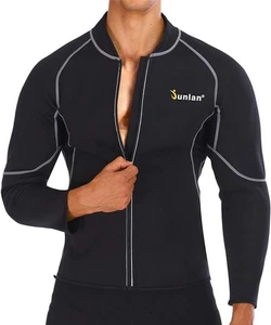 JUNLAN 2XL Men's Black Long Sleeve Neoprene Shirt Weight Loss Sauna Workout - Picture 1 of 4