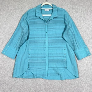 Top Habitat para mujer túnica grande texturizada geométrica manga 3/4 Lagenlook artística - Imagen 1 de 13