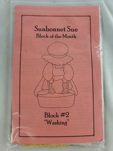 Sunbonnet Sue Quilt Block # 2 "Washing" Kit Fabric Pattern - Picture 1 of 2