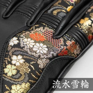 DEGNER Hanayama leather gold brocade gloves M TG-101K Running water snow Japan - Picture 1 of 3