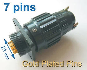 5 pcs Φ21mm 7/8'' Military Gold Plated Plug + Socket 7 pins Connector 500V 10A - Picture 1 of 7