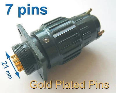 5 pcs Φ21mm 7/8'' Military Gold Plated Plug + Socket 7 pins Connector 500V 10A - Image 1 of 4
