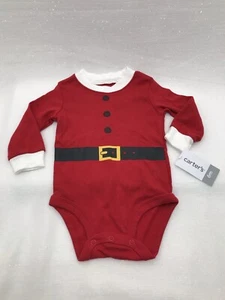 Carter's Red Baby Santa One Piece Bodysuit Sleep or Play Holiday Christmas 6M - Picture 1 of 10