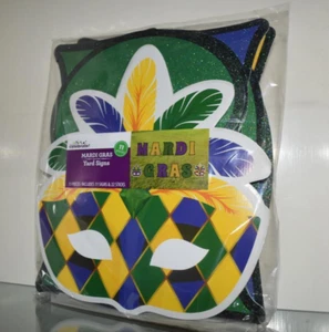 Letreros de patio de Mardi Gras 11 piezas 24 pulgadas de alto para celebrar nuevos con etiquetas - Imagen 1 de 5