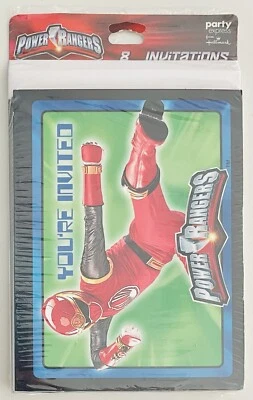 Hallmark Party Express Power Rangers Vintage NOS Kids Party Invitations 8 Count - Image 1 of 4