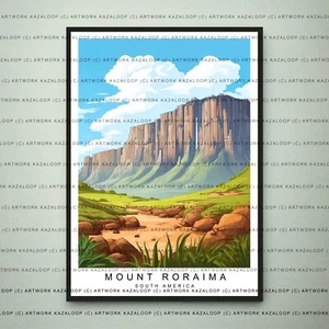 Mount Roraima Druck Südamerika Naturansicht ungerahmt Wandbild Illustration - Bild 1 von 2