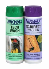 Nikwax Tech Wash & TX Direct 300ml Twin Pack Cleaning Waterproof Outdoor Wear