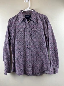 Wrangler Women Breast Cancer Snap Western Shirt Size Large Pink Black Patterned - Picture 1 of 12