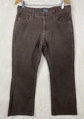 Pantalones de pana Polo Jeans Company para mujer 12X26 marrón corto tiro alto elástico de colección Foto 1 de 4