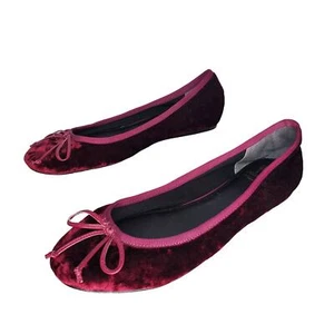 10022-Shoe Saks Fifth Avenue Velvet Ballet Flats 8.5 - Picture 1 of 8