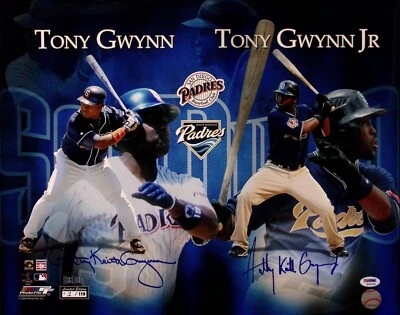 Tony Gwynn & Jr. Signed Limited Edition Padres 16x20 Photo PSA/DNA COA #d 1/119 - Image 1 of 4