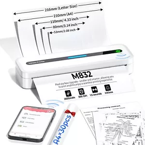 Phomemo M832 Portable Wireless A4 Mobile Thermal Printer USB Bluetooth Printer - Picture 1 of 15