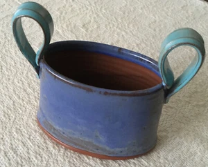 Red Clay Vase Periwinkle Blue,Aqua Providence Ri - Picture 1 of 4