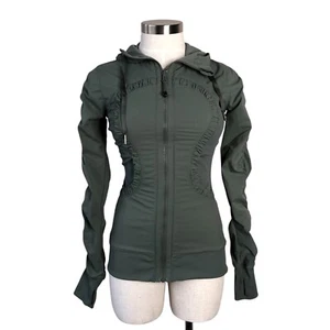 Chaqueta de Estudio de Baile Lululemon Para Mujer Talla 2 Reversible Verde Cremallera Completa Con Capucha - Imagen 1 de 10