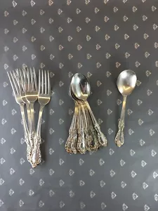 17 - G9 Rogers Silver Plate Teaspoons, Forks, one Soup Spoon - Picture 1 of 9