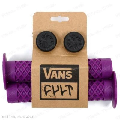 Cult X Vans Flanged - Purple - BMX Bike Grips w/ End Plugs Waffle Pattern 150mm - Image 1 of 3