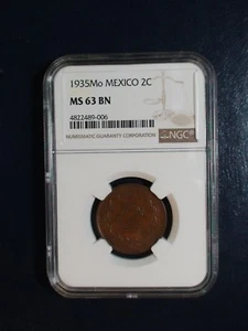 1935 Mo Mexico Two Centavos NGC MS63 BN KEY DATE 2C Coin PRICED TO SELL NOW! - Picture 1 of 4