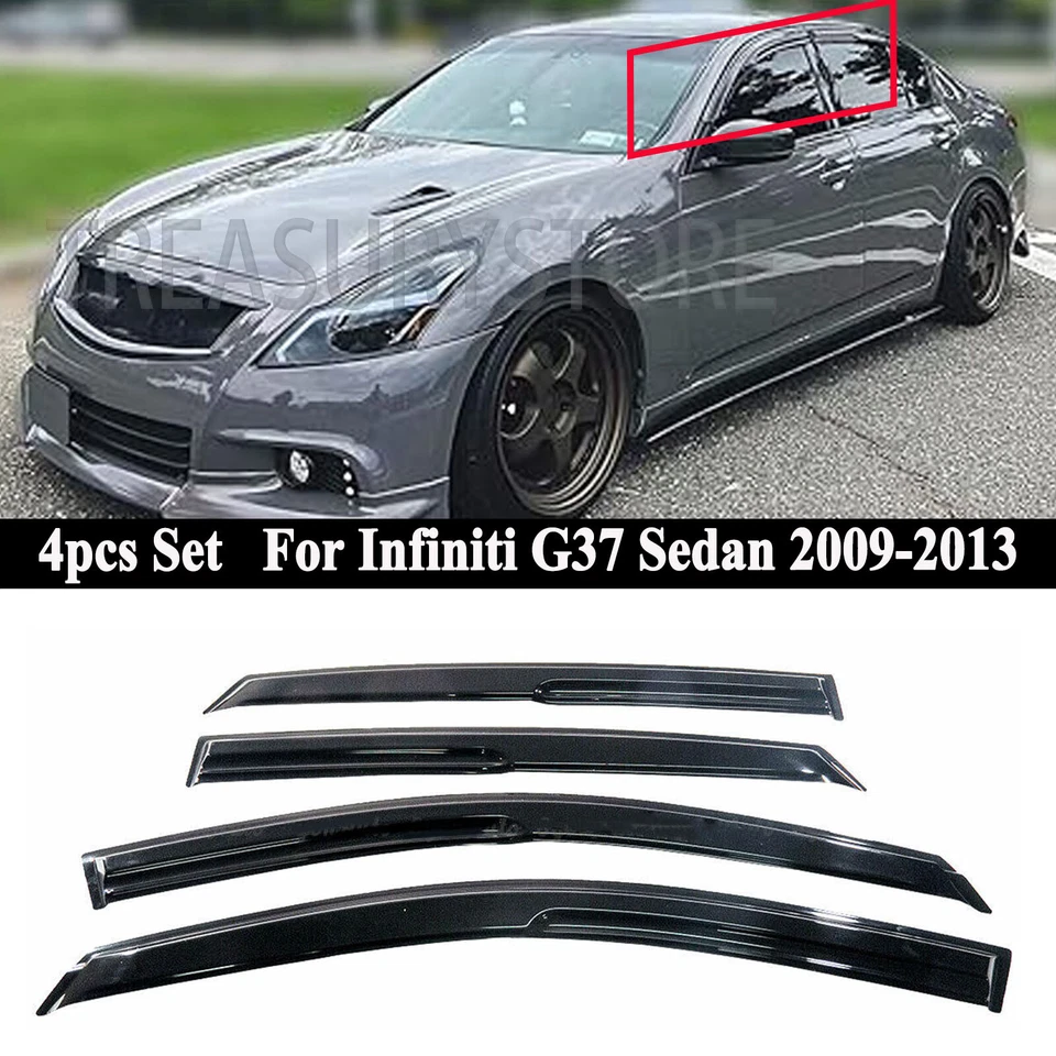 Para Infiniti G25 G35 G37 Q40 Sedán 07-15 Viseras Ventana Ventilación Lluvia Protector Deflector Foto 1 de 4