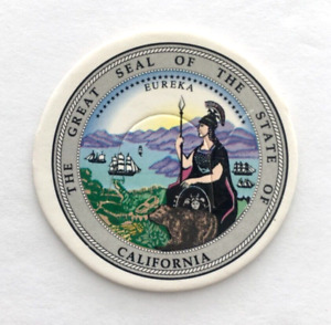 Great Seal of the State of California Pog Milk Cap Gray 90s CA Retro Game Piece