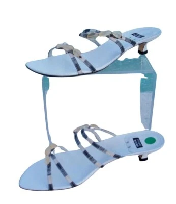 Stuart Weitzman Leather Shoe Sandal New 8 Silk Straps Stone Embellished $225 NIB - Image 1 of 4