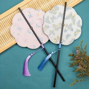 1PC Vintage Chinese Bamboo Waist Fan Long Handle Shooting Performance Props Gift - Picture 1 of 14