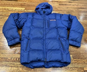 VTG Polo Ralph Lauren Jacket BOYS L (16-18) Blue Down Puffer Hooded Full Zip Y2K - Picture 1 of 12