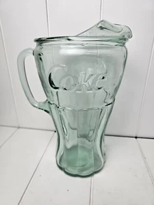 Vintage 70’s Coca Cola Coke Jug Large 2LT Green Tinted Glass Soft Drink Pitcher  - Bild 1 von 11