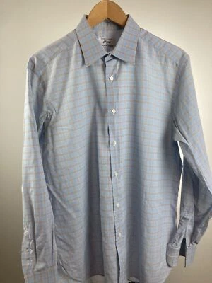 Camisa de vestir BRIONI azul y marrón 16 33/34 Foto 1 de 4
