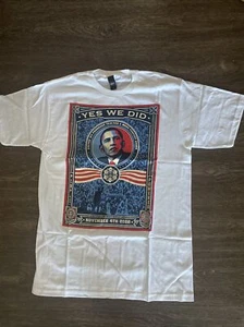 OBEY Barack Obama T shirt “Yes We Did” Shepard Fairey Print Size L Large White - Picture 1 of 6