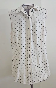Anne Klein Button up polka dots work shirt, cleam color, sleeveless  Size 2 - Picture 1 of 6